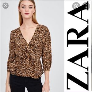 Zara cheetah print peplum top